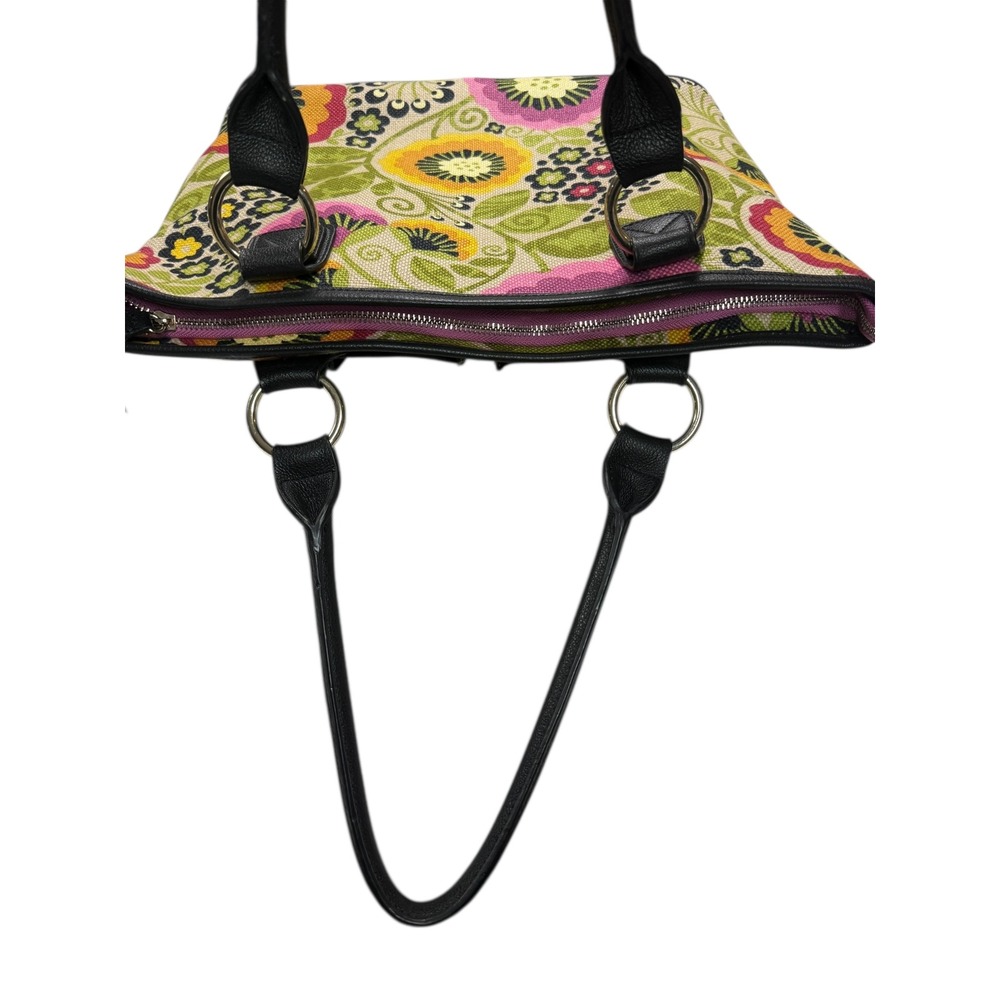 Spartina 449 Daufuskie Island Floral Canvas Leather Structured Market Tote Bag - Picture 5 of 9